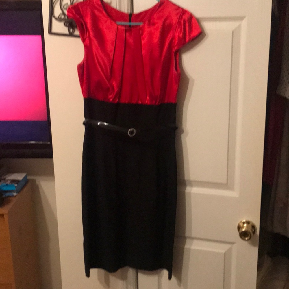 Red and black dress great for a Christmas party!